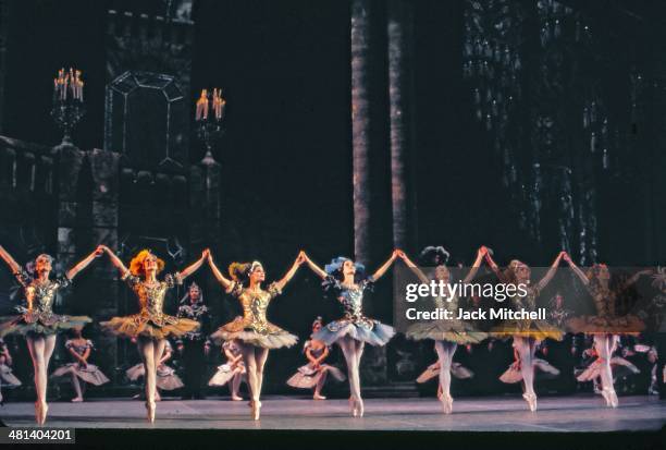 Rudolf Nureyev performing with Veronica Tenant and the National Ballet of Canada in 'Sleeping Beauty' which he choreographed in 1972.