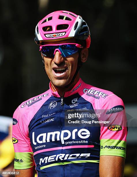 Ruben Plaza of Spain and Lampre-Merida celebrates as he crosses the finish line to win the sixteenth stage of the 2015 Tour de France, a 201km stage...