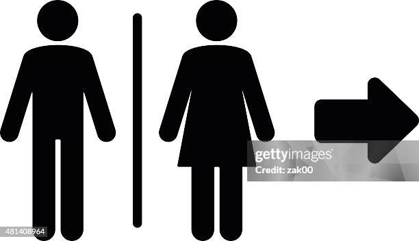 bildbanksillustrationer, clip art samt tecknat material och ikoner med toilet flat icon and arrow - males