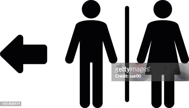 toilet flat icon and arrow - males stock illustrations