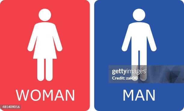 stockillustraties, clipart, cartoons en iconen met woman and man icons - bordje toilet