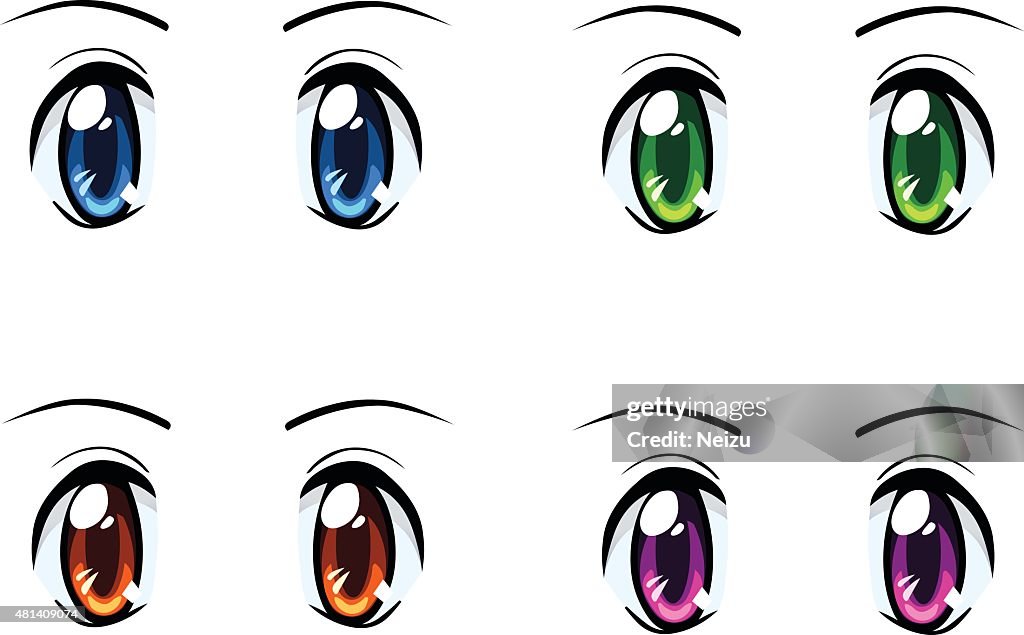 Juego De Anime Ojos De Colores Diferentes Ilustración de stock - Getty  Images