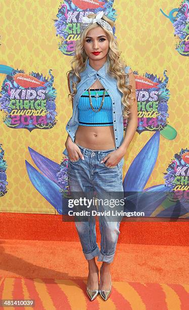 Recording artist Pia Mia Perez attends Nickelodeon's 27th Annual Kids' Choice Awards at USC Galen Center on March 29, 2014 in Los Angeles, California.