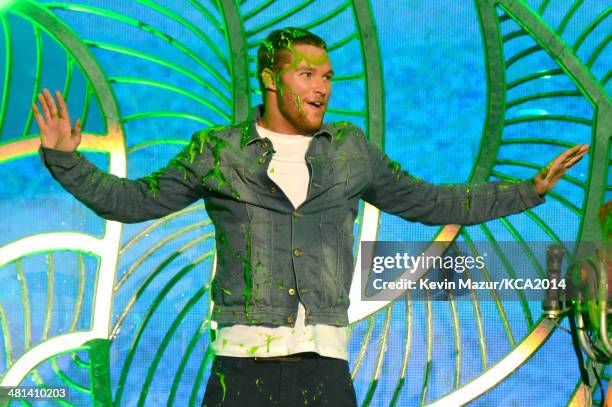 Actor Jack Reynor speaks onstage during Nickelodeon's 27th Annual Kids' Choice Awards held at USC Galen Center on March 29, 2014 in Los Angeles,...