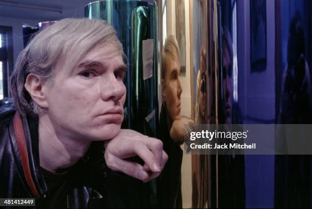 Andy Warhol photographed in 1968 at the factory at 33 Union Square West.