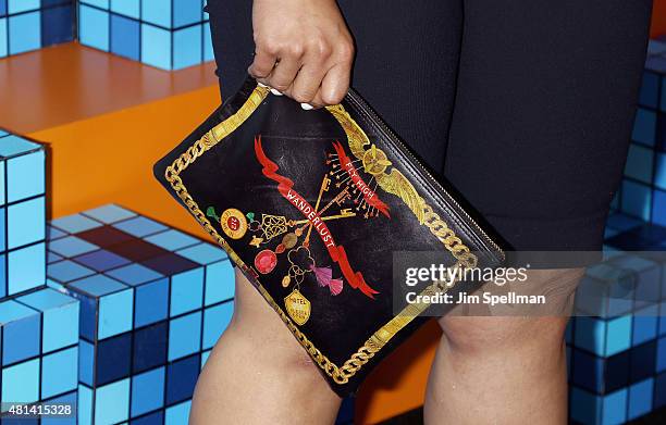 Actress Dascha Polanco, bag detail, attends the "Pixels" New York premiere at Regal E-Walk on July 18, 2015 in New York City.