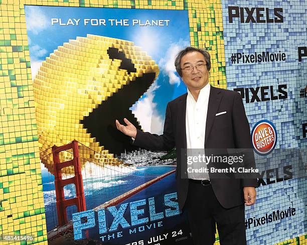 Professor Iwatani arrives at the "Pixels" New York premiere held at the Regal E-Walk on July 18, 2015 in New York City.