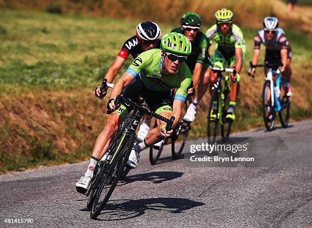 Andrew Talansky of the United States and Team Cannondale-Garmin in action during the sixteenth stage of the 2015 Tour de France, a 201km stage...