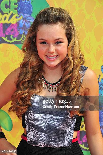 Actress Brec Bassinger attends Nickelodeon's 27th Annual Kids' Choice Awards held at USC Galen Center on March 29, 2014 in Los Angeles, California.