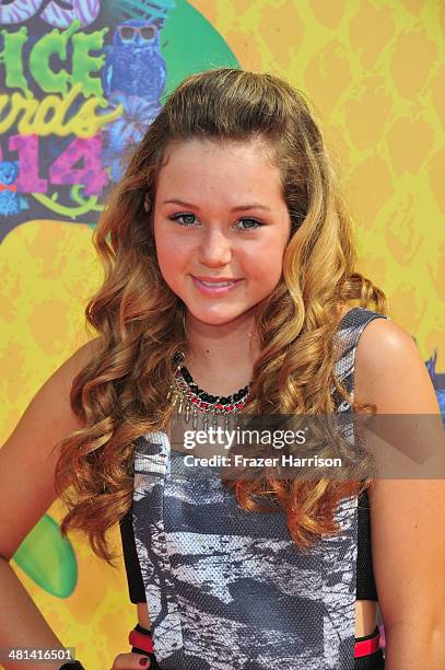 Actress Brec Bassinger attends Nickelodeon's 27th Annual Kids' Choice Awards held at USC Galen Center on March 29, 2014 in Los Angeles, California.