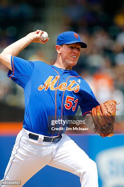 Jeremy Hefner of the New York Mets in action against the Chicago Cubs at Citi Field on June 16, 2013 in the Flushing neighborhood of the Queens...