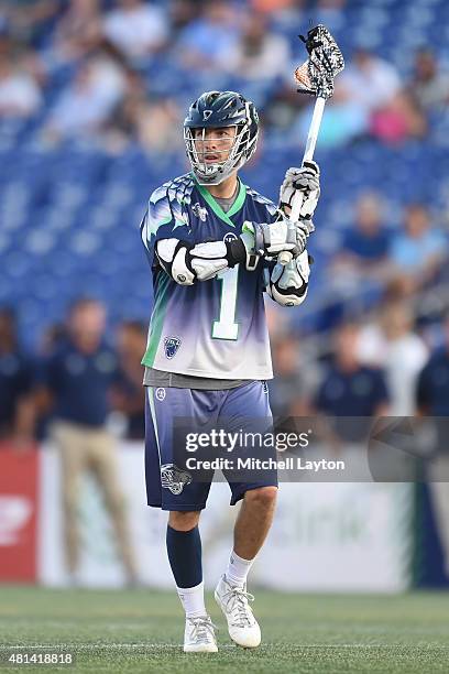 Joe Walters of the Chesapeake Bayhawks looks to pass the ball during a MLL Lacrosse game against the Boston Cannons at Navy-Marine Corps Memorial...