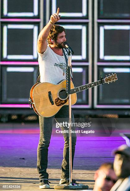 Thomas Rhett performs on day 3 of the Faster Horses Festival at Michigan International Speedway on July 19, 2015 in Brooklyn, Michigan.