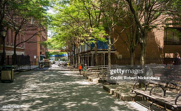 Children play in a park on the Long Island College Hospital campus June 17, 2015 in the Brooklyn borough of New York. The Fortis Property Group...