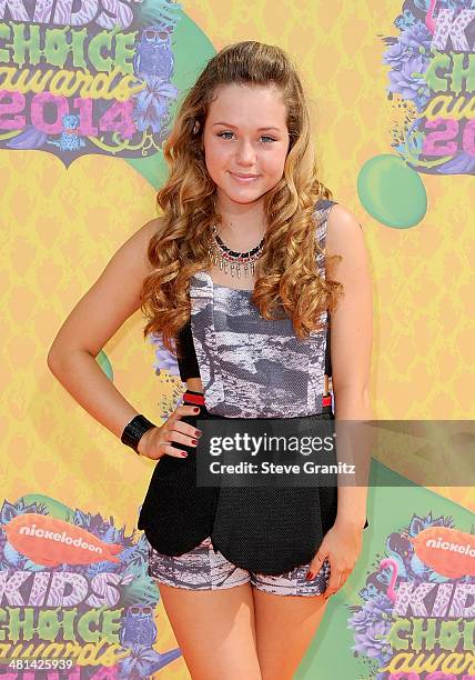 Actress Brec Bassinger attends Nickelodeon's 27th Annual Kids' Choice Awards held at USC Galen Center on March 29, 2014 in Los Angeles, California.