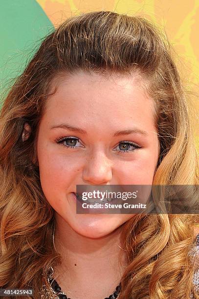 Actress Brec Bassinger attends Nickelodeon's 27th Annual Kids' Choice Awards held at USC Galen Center on March 29, 2014 in Los Angeles, California.