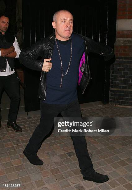 Damien Hirst leaving the Chiltern Firehouse hotel on March 29, 2014 in London, England.