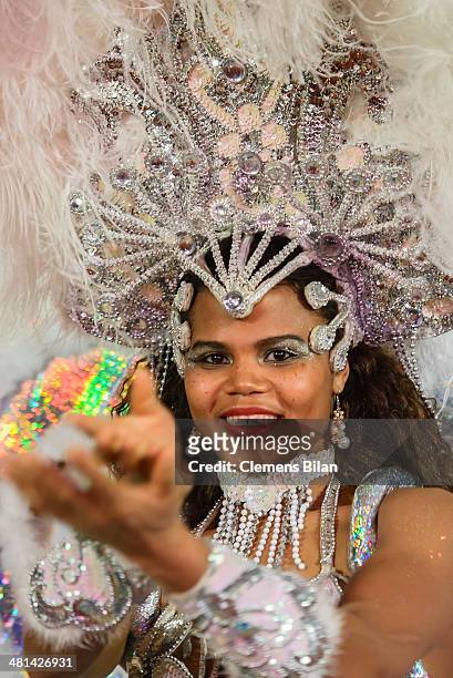 Dancer of Tangara Brasil Dance performs at the Gala Night of the FIFA World Cup Trophy Tour on March 29, 2014 in Berlin, Germany.