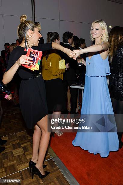 Senna Gaummour and Bonnie Strange dance at the Gala Night of the FIFA World Cup Trophy Tour on March 29, 2014 in Berlin, Germany.