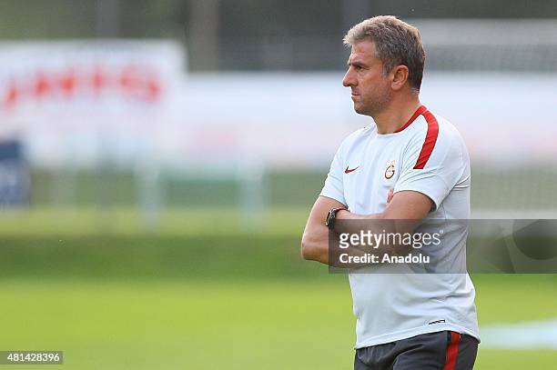 Galatasaray's head coach Hamza Hamzaoglu attends training session of Galatasaray in Velden region of Austria on July 20, 2015.