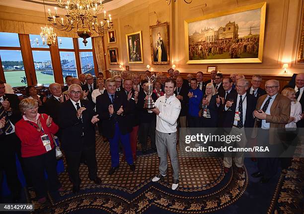 Members of the Royal & Ancient Golf Club St. Andrews welcome to Champion Golfer of the Year, Zach Johnson of the United States and the Claret Jug...