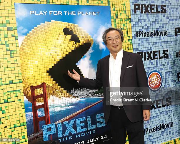 Professor Iwatani arrives at the "Pixels" New York premiere held at the Regal E-Walk on July 18, 2015 in New York City.