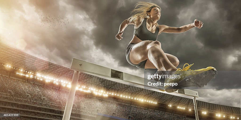 Hurdler in Extreme Close Up