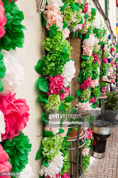 decorated street in tomar portugal - tomar stock pictures, royalty-free photos & images