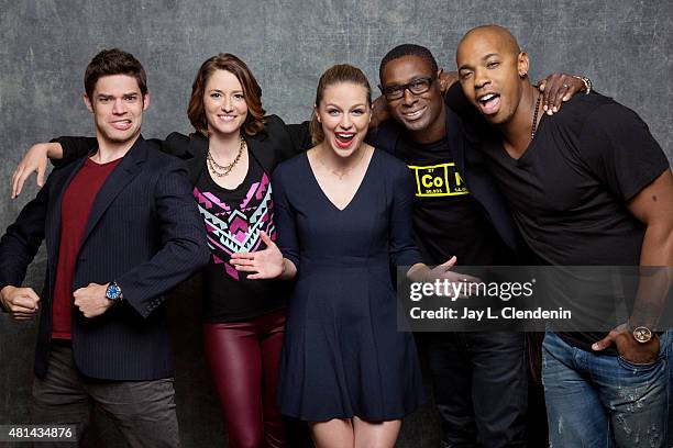 Actors Jeremy Jordan, Chyler Leigh, Melissa Benoist, David Horewood, and Mehcad Brooks of 'Supergirl' pose for a portrait at Comic-Con International...