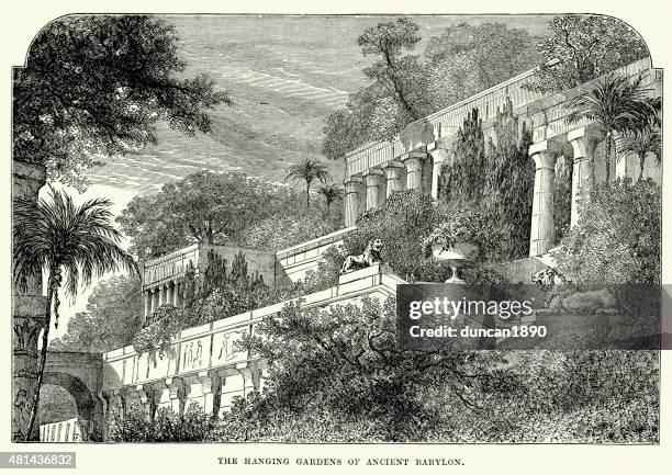 illustrations, cliparts, dessins animés et icônes de jardins suspendus de babylon - garden