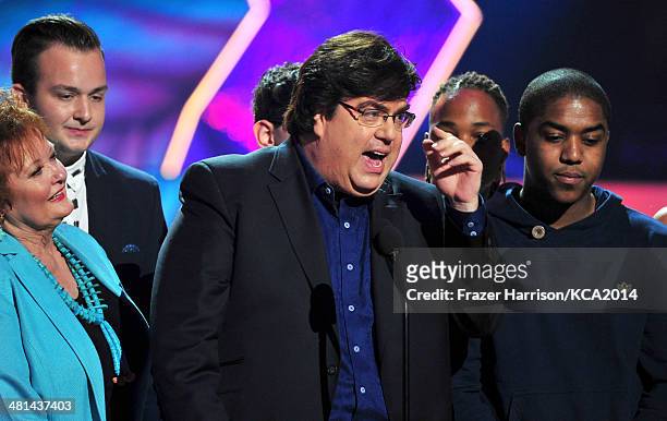 Producer Dan Schneider accepting the Nickelodeon Lifetime Achievement Award onstage during Nickelodeon's 27th Annual Kids' Choice Awards held at USC...