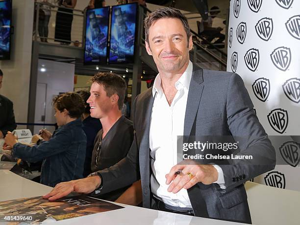 Actor Hugh Jackman attends a signing for 'Pan' at Comic-Con International on July 11, 2015 in San Diego, California.