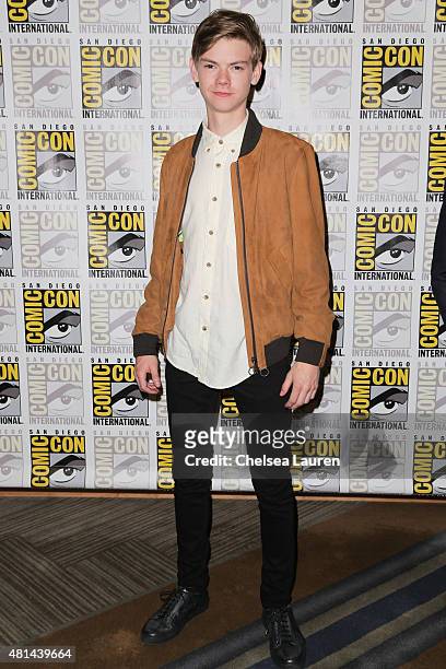 Actor Thomas Brodie-Sangster arrives at the 'Maze Runner' press room on July 11, 2015 in San Diego, California.