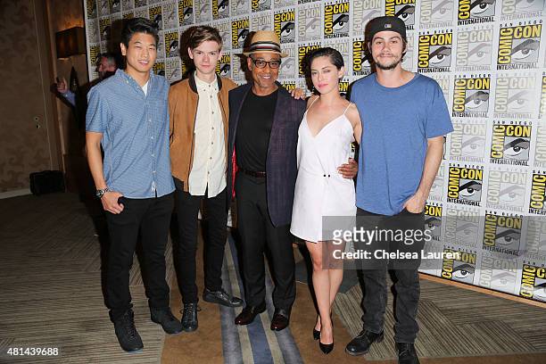 Actors Ki Hong Lee, Thomas Brodie-Sangster, Giancarlo Esposito, Rosa Salazar and Dylan O'Brien arrive at the 'Maze Runner' press room on July 11,...