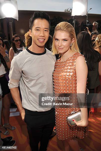 Actress Claudia Lee and blogger Jared Eng attend Nickelodeon's 27th Annual Kids' Choice Awards held at USC Galen Center on March 29, 2014 in Los...