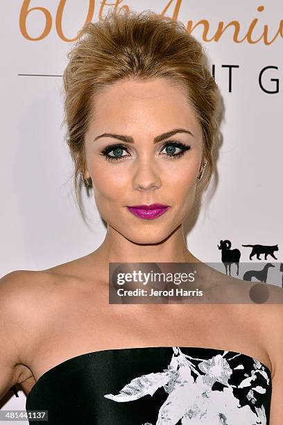 Laura Vandervoort attends the Humane Society of the United States 60th Anniversary Benefit Gala at The Beverly Hilton Hotel on March 29, 2014 in...