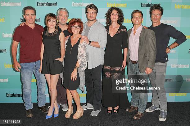 Alison Haislip, guest, Mindy Sterling, Nathan Fillion, guest, Casper Van Dien and Patrick Muldoon arrive at the Entertainment Weekly celebration at...