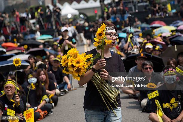 Ten of thousand protesters attend the rally called by the student groups occupying the Legislature Yuan on March 30, 2014 in Taipei, Taiwan....