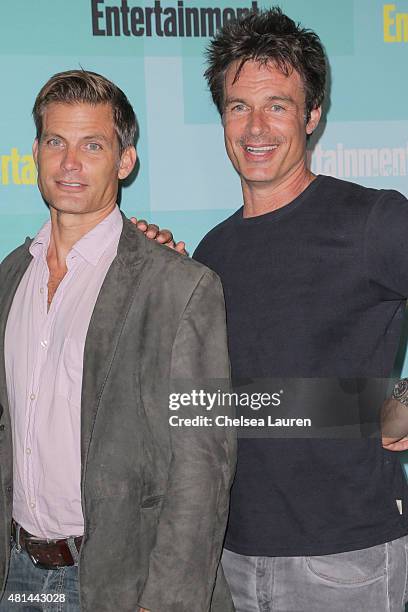 Actors Casper Van Dien and Patrick Muldoon arrive at the Entertainment Weekly celebration at Float at Hard Rock Hotel San Diego on July 11, 2015 in...