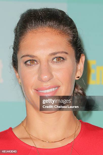 Soccer player Carli Lloyd arrives at the Entertainment Weekly celebration at Float at Hard Rock Hotel San Diego on July 11, 2015 in San Diego,...