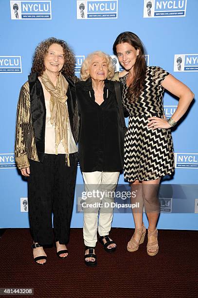 New York Civil Liberties Union executive director Donna Lieberman, Edie Windsor and Liana Stampur attend Broadway Stands Up for Freedom at the NYU...