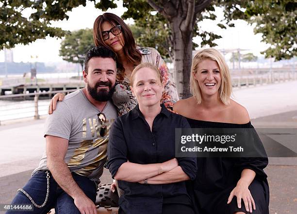 Chris Salgardo, Doreen Remen, Hanna Liden, and Casey Fremont attend "Everything" public art installation unveiling at Hudson River Park on July 20,...