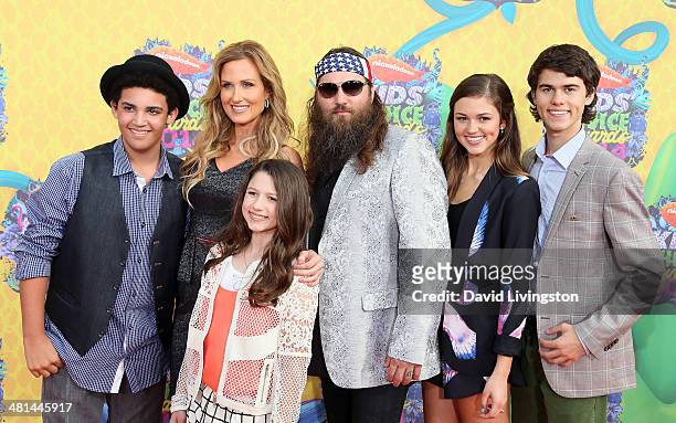 Personalities Lil Will Robertson, Korie Robertson, Bella Robertson, Willie Robertson, Sadie Robertson and John Luke Robertson from Duck Dynasty...