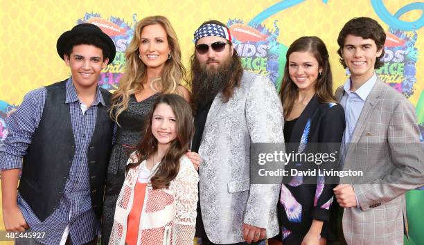 Personalities Lil Will Robertson, Korie Robertson, Bella Robertson, Willie Robertson, Sadie Robertson and John Luke Robertson from Duck Dynasty...