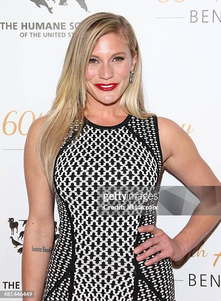 Katee Sackhoff attends The Humane Society Of The United States 60th Anniversary Benefit Gala held at The Beverly Hilton Hotel on March 29, 2014 in...
