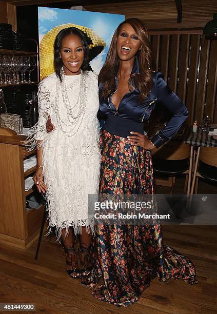 June Ambrose and Iman Abdulmajid attends a Dinner Honoring The Women Of "Pixels" at Upland on July 20, 2015 in New York City.