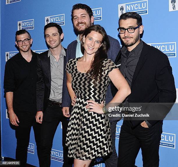 Liana Stampur with members of the Clinton Curtis Band attend Broadway Stand Up For Freedom at NYU Skirball Center on July 20, 2015 in New York City.