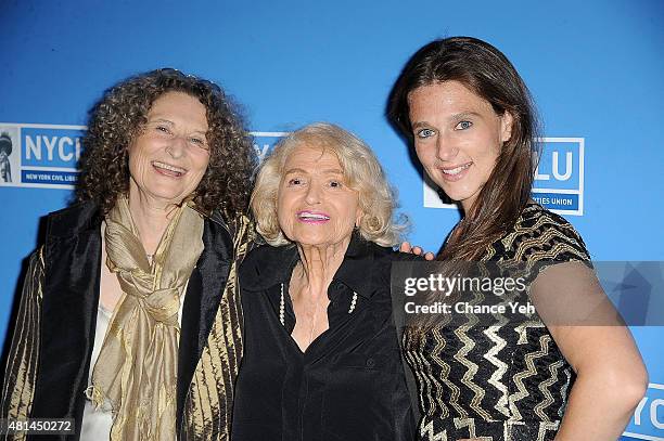 Donna Lieberman, Edie Windsor and Liana Stampur attend Broadway Stand Up for Freedom at NYU Skirball Center on July 20, 2015 in New York City.