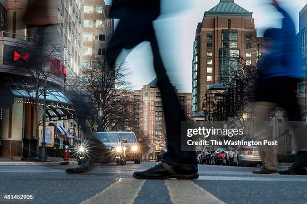 Busy intersection within Reston Town Center in Reston, Virginia, Thursday March 27, 2014.