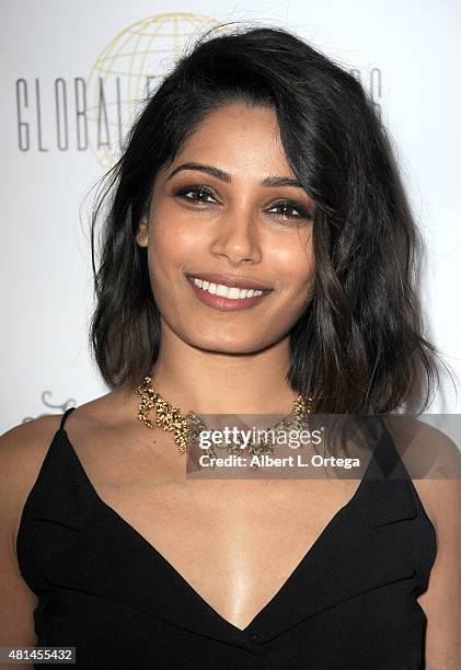 Actress Freida Pinto arrives for the screening of "Blunt Force Trauma" held at CAA on July 20, 2015 in Century City, California.